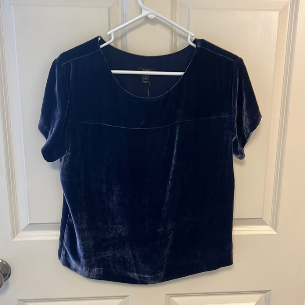 NEW blue velvet J Crew top